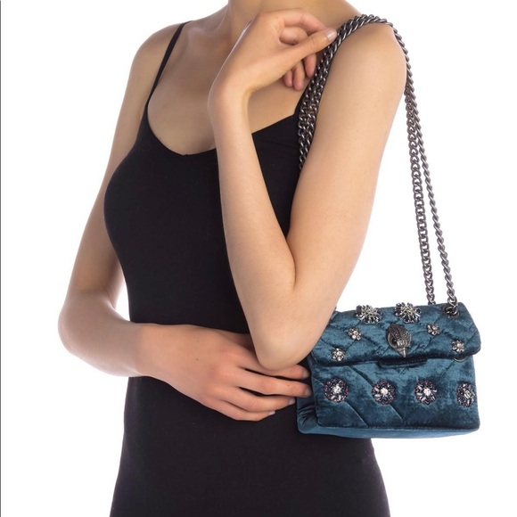 Kurt Geiger London Mini Kensington Embellished Velvet Crossbody Bag - Picture 8 of 8